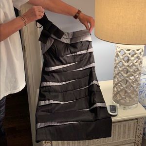 One Shoulder Black and Silver Dress